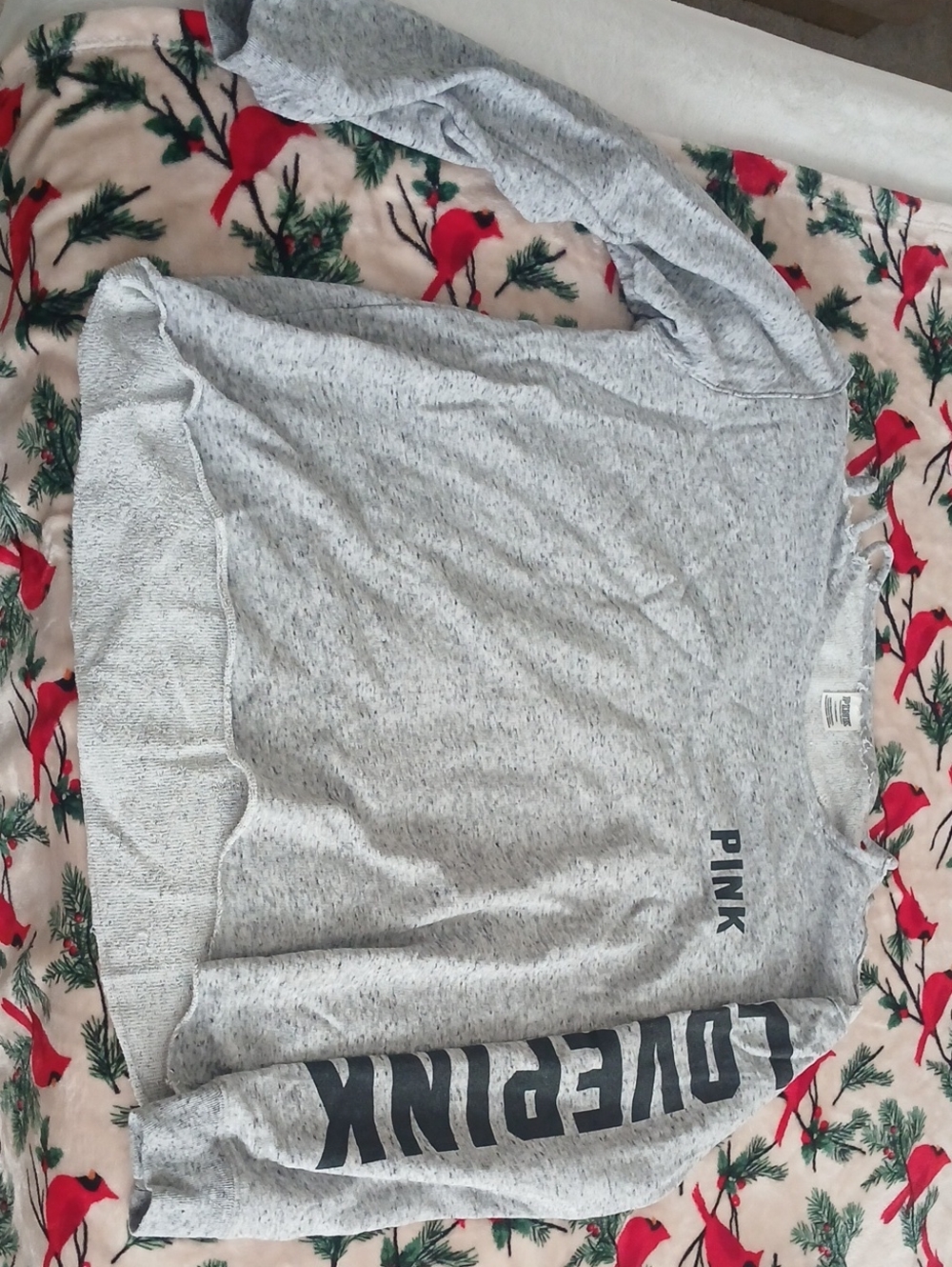 PINK Victoria's Secret Light Gray Crewneck Sweatshirt with Black Logo